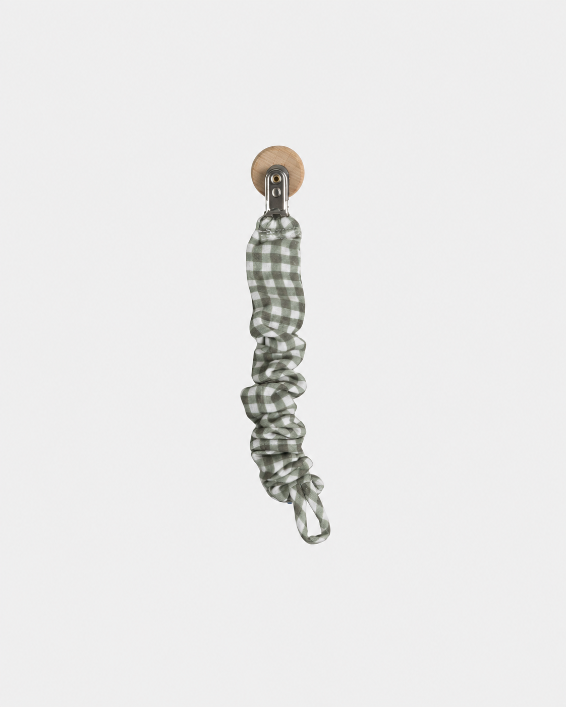 BEIGE GINGHAM STAR PACIFIER CLIP