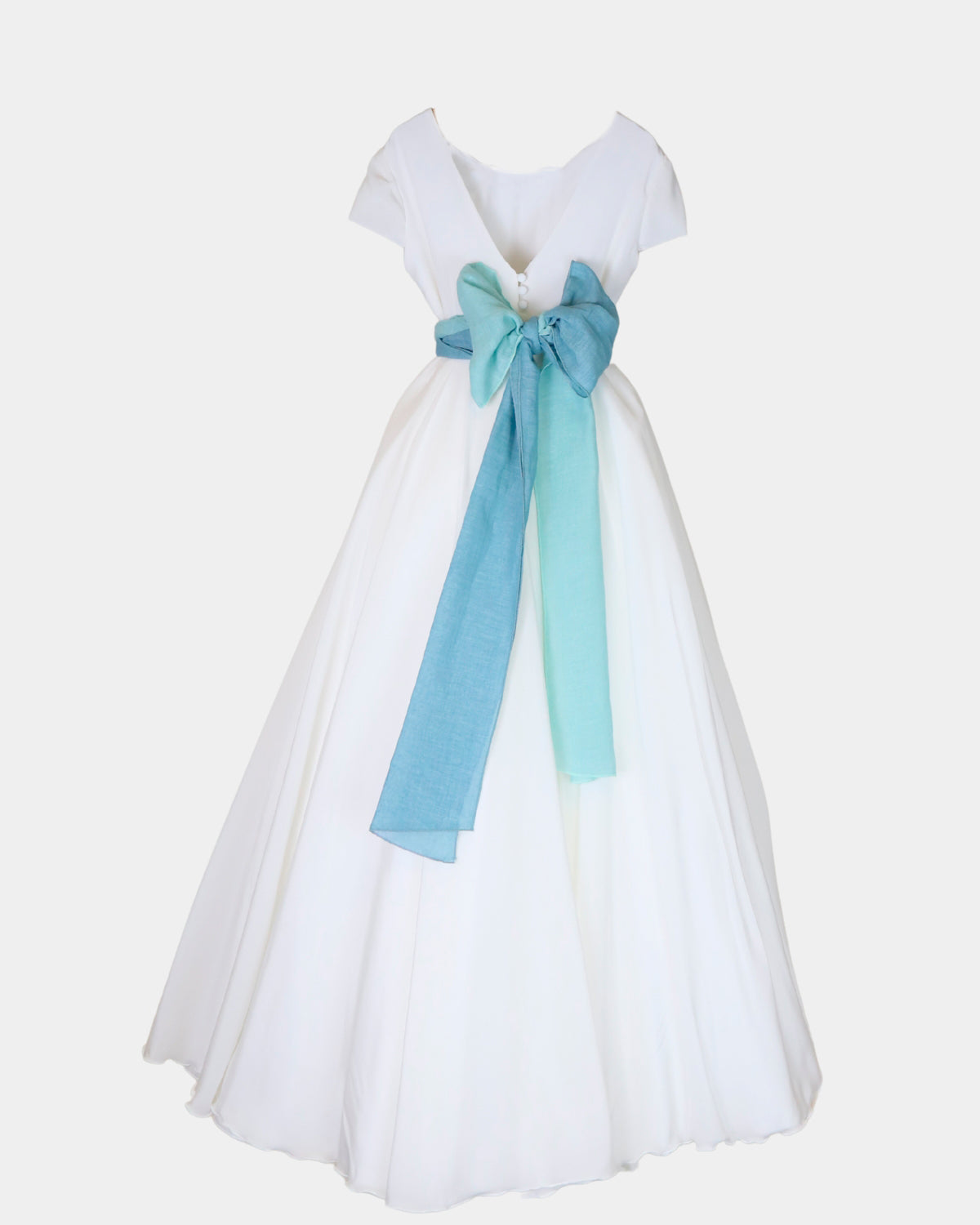 VESTIDO EVASÉ EN CREP DE SEDA MANGA CORTA