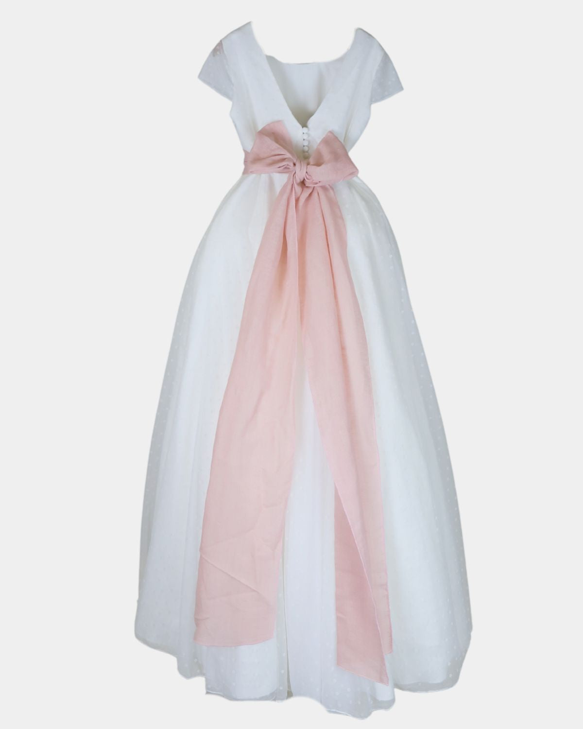 PLEATED DRESS WITH FULL DAISY TULLE OVERLAY