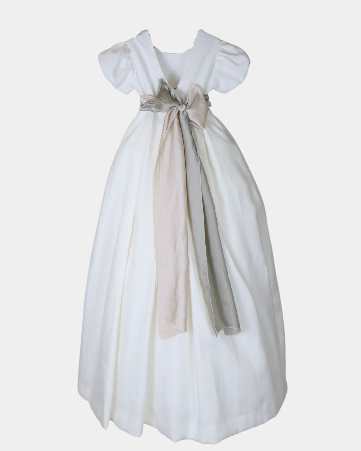 ABITO IN LINO PLISSETTATO CON MANICHE A SBUFFO