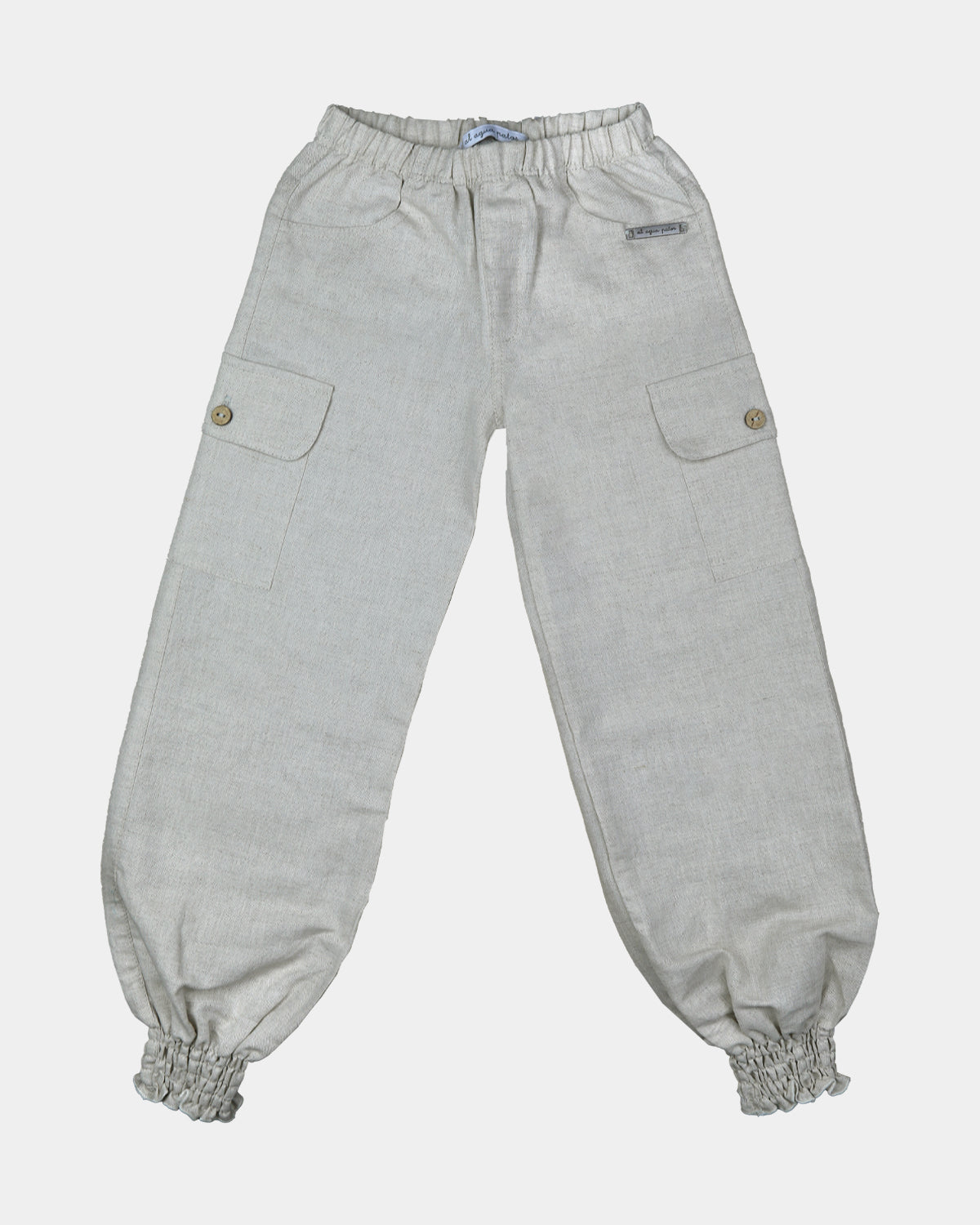 GIRL'S CARGO PANTS NATURAL LINEN