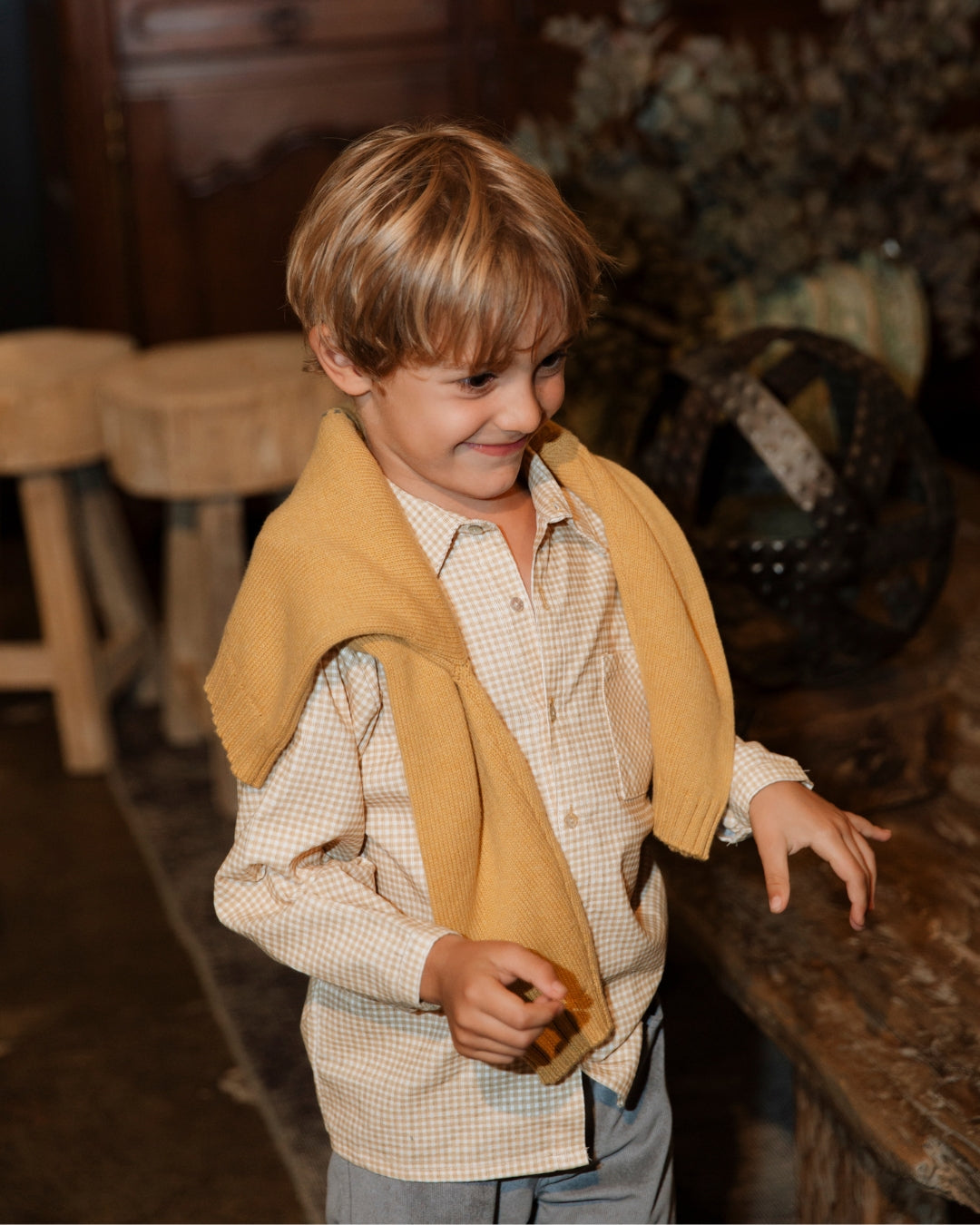 CAMISA VICHY OCRE