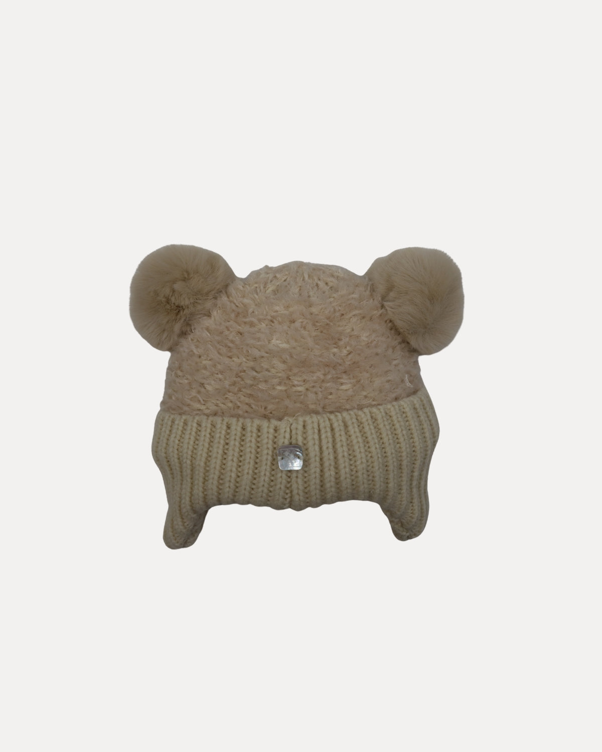 CAPPELLO CON POM-PON A FORMA DI ORSETTO BEIGE