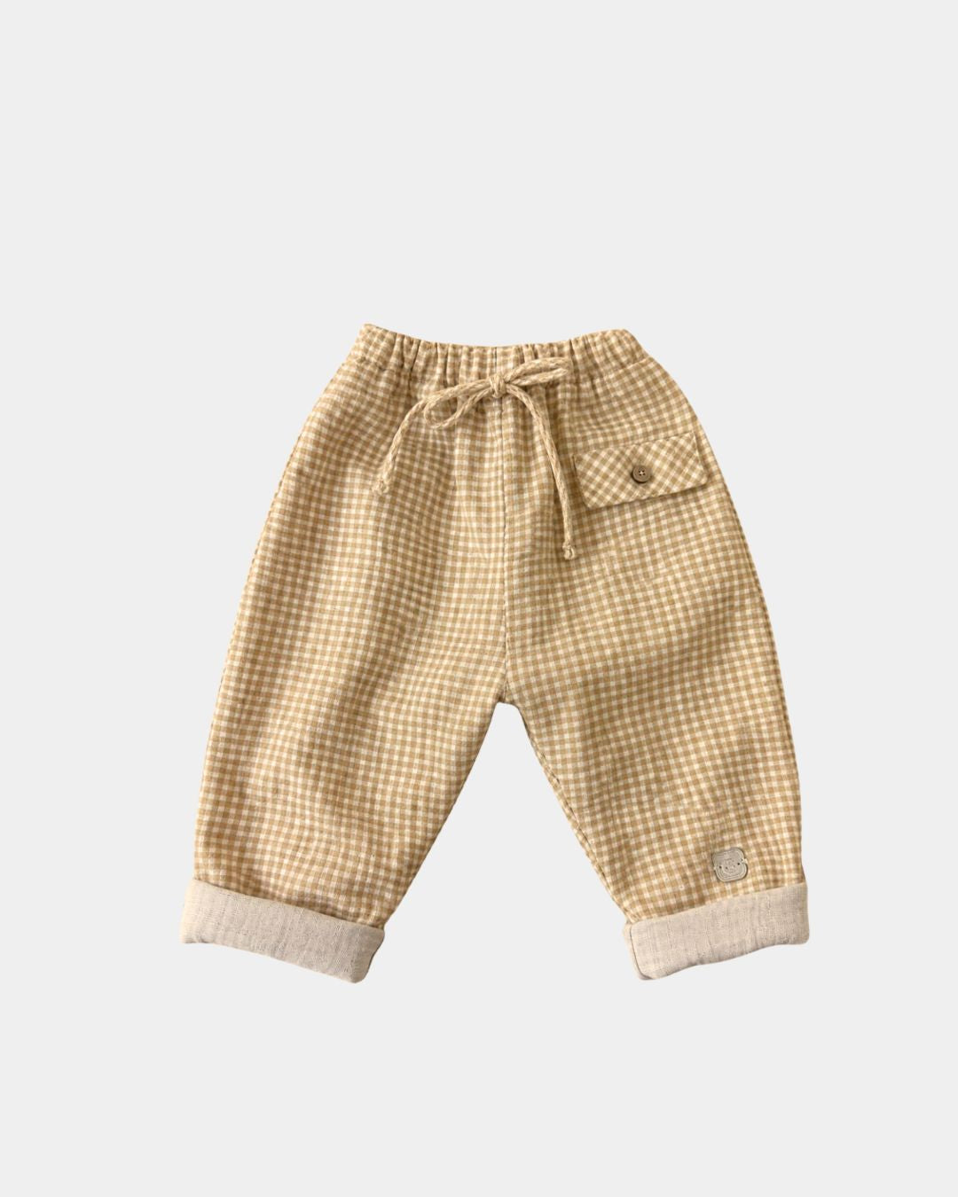 PANTALON BEBE VICHY OCRE