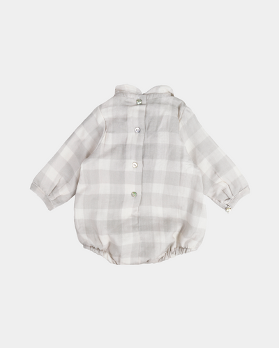 BEIGE CHECK BLOUSE/BODYSUIT